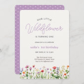 リトルワイルドフラワーガール1st誕生日招待状 招待状 (正面/裏面)