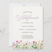 リトルワイルドフラワーガール1st誕生日招待状 招待状 (正面)