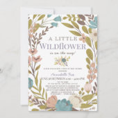 リトルワイルドフラワーガール ドライブバイ ベビーシャワー 招待状 (正面)