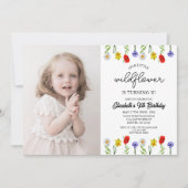 リトルワイルドフラワーキッズガール誕生日 招待状 (正面)