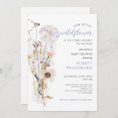 リトルワイルドフラワーグリッターベビーシャワー 招待状 (正面/裏面)