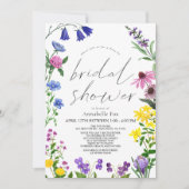 リトルワイルドフラワースクリプトドライブバイブライダルシャワー 招待状 (正面)