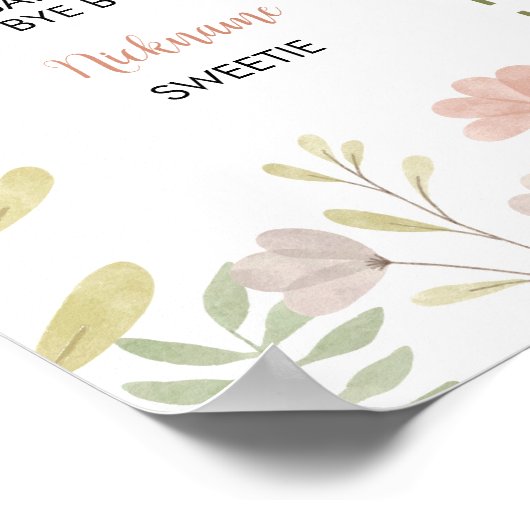 リトルワイルドフラワーズ1stバースデーマイルストーンサイン ポスター (角)