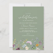 リトルワイルドフラワーセージ花赤ちゃんシャワー 招待状 (正面)