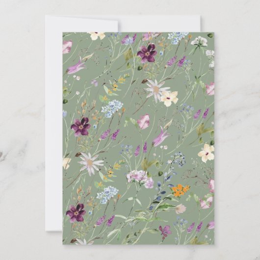 リトルワイルドフラワーセージ花赤ちゃんシャワー 招待状 (裏面)