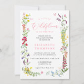 リトルワイルドフラワーソフトフローラガールベビーシャワー 招待状 (正面)