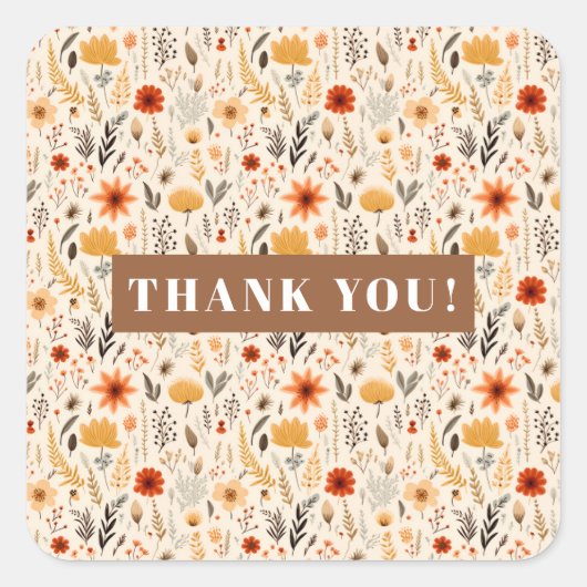 リトルワイルドフラワーターニング一誕生日 スクエアシール (正面)