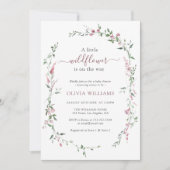 リトルワイルドフラワーダスティバラピンクガール赤ちゃんシャワー 招待状 (正面)