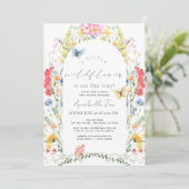 リトルワイルドフラワーバタフライアーチガールベビーシャワー 招待状 (スタンド正面)
