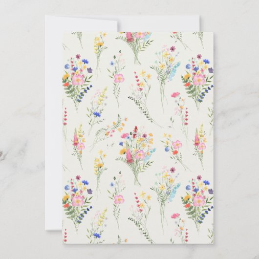 リトルワイルドフラワーバタフライアーチガールベビーシャワー 招待状 (裏面)