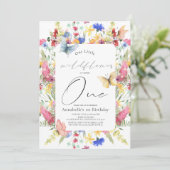 リトルワイルドフラワーバタフライガール1st誕生日 招待状 (スタンド正面)