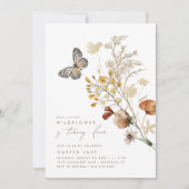 リトルワイルドフラワーバタフライフローラガールズ誕生日 招待状 (正面)