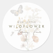 リトルワイルドフラワーバタフライフローラ女の子の好意 ラウンドシール (正面)