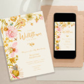 リトルワイルドフラワーバタフライボホベビーシャワー 招待状