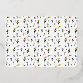 リトルワイルドフラワーバラ金ゴールドフローラベビーシャワー 箔招待状 (裏面)