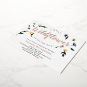 リトルワイルドフラワーバラ金ゴールドフローラベビーシャワー 箔招待状 (回転した状態)