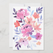 リトルワイルドフラワーパープルフローラガール誕生日 招待状 (裏面)