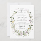 リトルワイルドフラワーパープルフローラベビーガールシャワー 招待状 (正面)