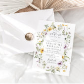 リトルワイルドフラワーパープルフローラベビーガールシャワー 招待状