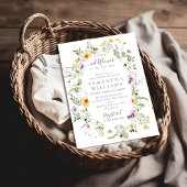 リトルワイルドフラワーパープルフローラベビーガールシャワー 招待状