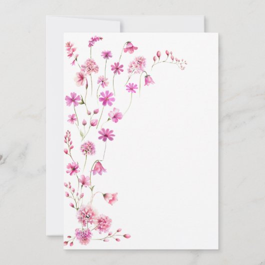 リトルワイルドフラワーピンクお洒落ベビーガールシャワー 招待状 (裏面)