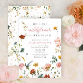 リトルワイルドフラワーピンクベビーガール誕生日 招待状