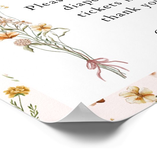 リトルワイルドフラワーピンク赤ちゃんシャワーおむつラッフル ポスター (角)