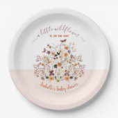 リトルワイルドフラワーピンク赤ちゃんシャワー紙プレート ペーパープレート (正面)