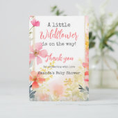 リトルワイルドフラワーピーチフラワーフローラベビーシャワー サンキューカード (スタンド正面)