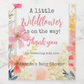 リトルワイルドフラワーピーチフラワーフローラベビーシャワー ワインラベル (シングルラベル)