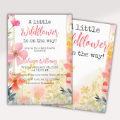 リトルワイルドフラワーピーチフラワーフローラベビーシャワー 招待状