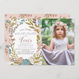 リトルワイルドフラワーフォト誕生日 招待状