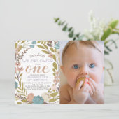 リトルワイルドフラワーフォト1st誕生日招待状 招待状 (スタンド正面)