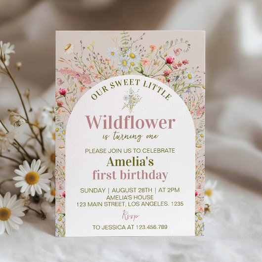 リトルワイルドフラワーフローラガーデン誕生日 招待状