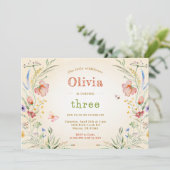 リトルワイルドフラワーフローラガールキッズバースデーパーティー 招待状 (スタンド正面)