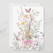 リトルワイルドフラワーフローラガールピンクボウ赤ちゃんシャワー 招待状 (裏面)
