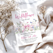 リトルワイルドフラワーフローラガールピンクボウ赤ちゃんシャワー 招待状