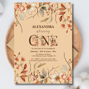 リトルワイルドフラワーフローラガールファースト誕生日 招待状