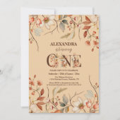 リトルワイルドフラワーフローラガールファースト誕生日 招待状 (正面)