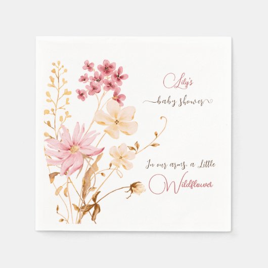 リトルワイルドフラワーフローラガールベビーシャワーナプキンス スタンダードカクテルナプキン (正面)