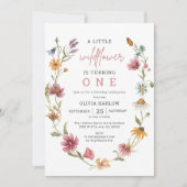 リトルワイルドフラワーフローラガール1st誕生日 招待状 (正面)