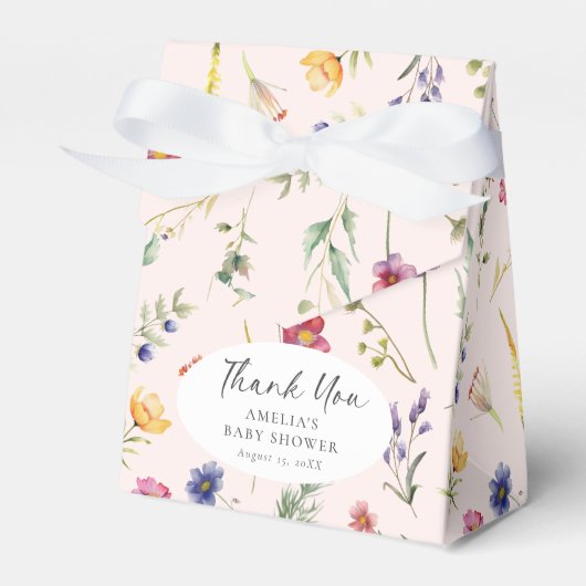 リトルワイルドフラワーフローラピンクガールベビーシャワー フェイバーボックス (正面サイド)