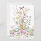 リトルワイルドフラワーフローラピンクボウガールベビーシャワー 招待状 (裏面)