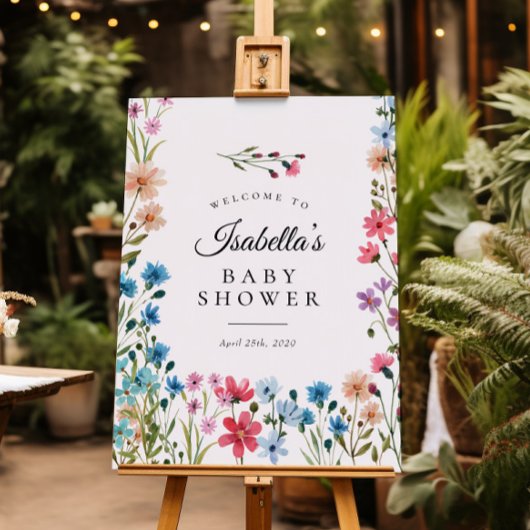 リトルワイルドフラワーフローラベビースワーウェルカムサイン ポスター