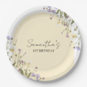 リトルワイルドフラワーフローラボタニカル1歳の誕生日 ペーパープレート (正面)