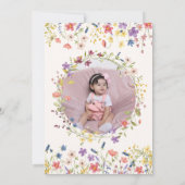 リトルワイルドフラワーフローラリース写真1st誕生日 招待状 (裏面)