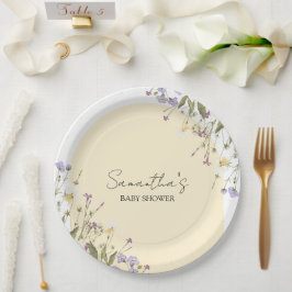 リトルワイルドフラワーフローラ植物性ベビーシャワー ペーパープレート