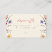 リトルワイルドフラワーフローラ赤ちゃんシャワーおむつラッフル エンクロージャーカード (正面)