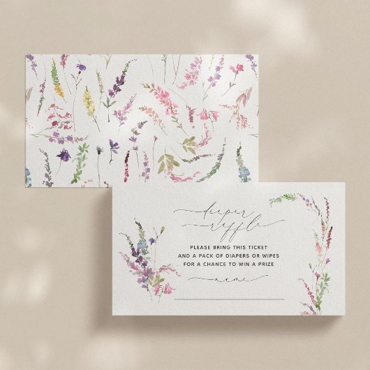 リトルワイルドフラワーフローラ赤ちゃんシャワーおむつラッフル 名刺