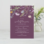 リトルワイルドフラワープラムパープルフローラ赤ちゃんシャワー 招待状 (スタンド正面)